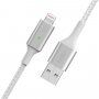 BELKIN Boost Charge LED cablu împletit de date și încărcare, USB-A 2.0 / Lightning pentru iPhone / iPad / iPod / AirPods - 1,2 m - alb