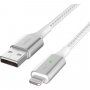 BELKIN Boost Charge LED cablu împletit de date și încărcare, USB-A 2.0 / Lightning pentru iPhone / iPad / iPod / AirPods - 1,2 m - alb