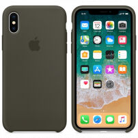 Husă originală Apple din piele, pentru iPhone X / XS - măsliniu închis