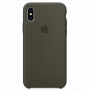 Husă originală Apple din piele, pentru iPhone X / XS - măsliniu închis