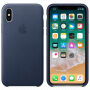 Husă originală din piele, pentru Apple iPhone XS / iPhone X - albastru nocturn