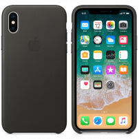 Husă originală Apple din piele, pentru iPhone X / XS - gri carbon