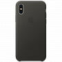 Husă originală Apple din piele, pentru iPhone X / XS - gri carbon