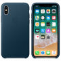 Husă originală din piele, pentru Apple iPhone XS / iPhone X - albastru spaţial