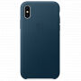 Husă originală din piele, pentru Apple iPhone XS / iPhone X - albastru spaţial