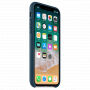 Husă originală din piele, pentru Apple iPhone XS / iPhone X - albastru spaţial