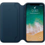 Husă originală din piele Folio, pentru Apple iPhone XS / iPhone X - albastru spaţial