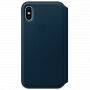 Husă originală din piele Folio, pentru Apple iPhone XS / iPhone X - albastru spaţial