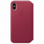 Husă originală din piele Folio, pentru Apple iPhone XS / iPhone X - măsliniu