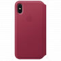 Husă originală din piele Folio, pentru Apple iPhone XS / iPhone X - măsliniu