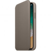 Husă originală din piele Folio, pentru Apple iPhone XS / iPhone X - fumuriu