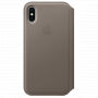 Husă originală din piele Folio, pentru Apple iPhone XS / iPhone X - fumuriu