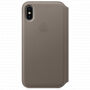 Husă originală din piele Folio, pentru Apple iPhone XS / iPhone X - fumuriu