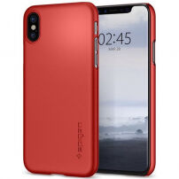 Carcasă ultra subţire rezistentă Spigen, pentru Apple iPhone XS / iPhone X - roşu