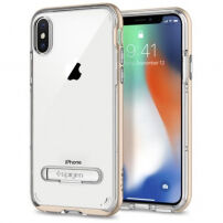 Carcasă de protecţie Spigen, cu stativ magnetic, pentru Apple iPhone XS / iPhone X - auriu