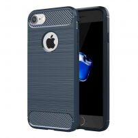 Carcasă rezistentă din plastic, în stil de diamant carbon şlefuit, pentru iPhone 8 / 7 - albastru închis