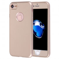 Carcasă din plastic pentru iPhone 8 / 7 cu protecţie 360° - protejează partea din faţă şi cea din spate - auriu
