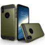 Carcasă de protecţie rezistentă, pentru iPhone XS / iPhone X - textură şlefuită - verde închis