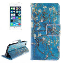 Husă cu stativ integrat şi cu buzunar de acte, pentru Apple iPhone 5 / 5S / SE (2016) – pictură în ulei- caise