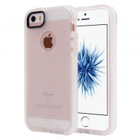 Carcasă de protecţie transparentă, pentru iPhone 5 / 5S / SE, cu textură de ţesătură - alb