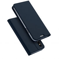 Husă DUX DUCIS, cu stativ şi buzunar de acte, pentru Apple iPhone XS / iPhone X - albastru închis