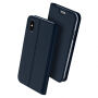 Husă DUX DUCIS, cu stativ şi buzunar de acte, pentru Apple iPhone XS / iPhone X - albastru închis