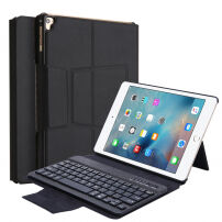Husă din piele artificială, cu tastatură wireless, pentru Apple iPad 9.7 / iPad Pro 9.7 / iPad Air / iPad Air 2 - negru