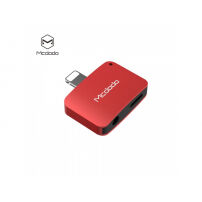 Reducţie MCDODO, cu conector lightning şi jack 3.5, pentru Apple iPhone - roşu