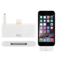 Reducţie/adaptor cu 30 pini, conector la lightning cu conector audio jack 3,5 mm, pentru iPhone 6 Plus / 6S Plus – albă