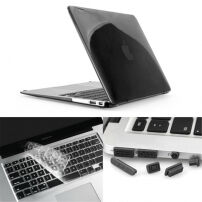 Carcasă din plastic ENKAY, cu protecţie de tastatură şi dopuri conectori, MacBook Air 13" (A1237, A1304, A1369) - negru