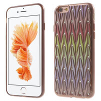 Carcasă de protecţie, cu design cu pietre preţioase, pentru Apple iPhone 6 / 6S – roşu-auriu