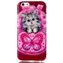 Husă/carcasă flexibilă, pentru Apple iPhone 6 / 6S – Pisică cu fluture