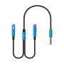 Reducţie / cablu conectare audio pentru căști și microfon de jack 3,5 mm la 2x jack 3,5 mm - albastru