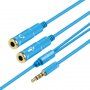 Reducţie / cablu conectare audio pentru căști și microfon de jack 3,5 mm la 2x jack 3,5 mm - albastru