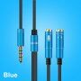 Reducţie / cablu conectare audio pentru căști și microfon de jack 3,5 mm la 2x jack 3,5 mm - albastru
