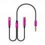 Reducţie / cablu conectare audio pentru căști și microfon de jack 3,5 mm la 2x jack 3,5 mm - roz