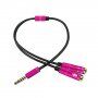 Reducţie / cablu conectare audio pentru căști și microfon de jack 3,5 mm la 2x jack 3,5 mm - roz