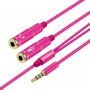 Reducţie / cablu conectare audio pentru căști și microfon de jack 3,5 mm la 2x jack 3,5 mm - roz