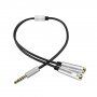 Reducţie / cablu conectare audio pentru căști și microfon de jack 3,5 mm la 2x jack 3,5 mm - argintiu