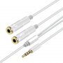 Reducţie / cablu conectare audio pentru căști și microfon de jack 3,5 mm la 2x jack 3,5 mm - argintiu