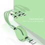 3în1 cablu spiralat cu USB-A / USB-C / Lightning / micro USB pentru iPhone / iPad / iPod / AirPods - 1 m - violet