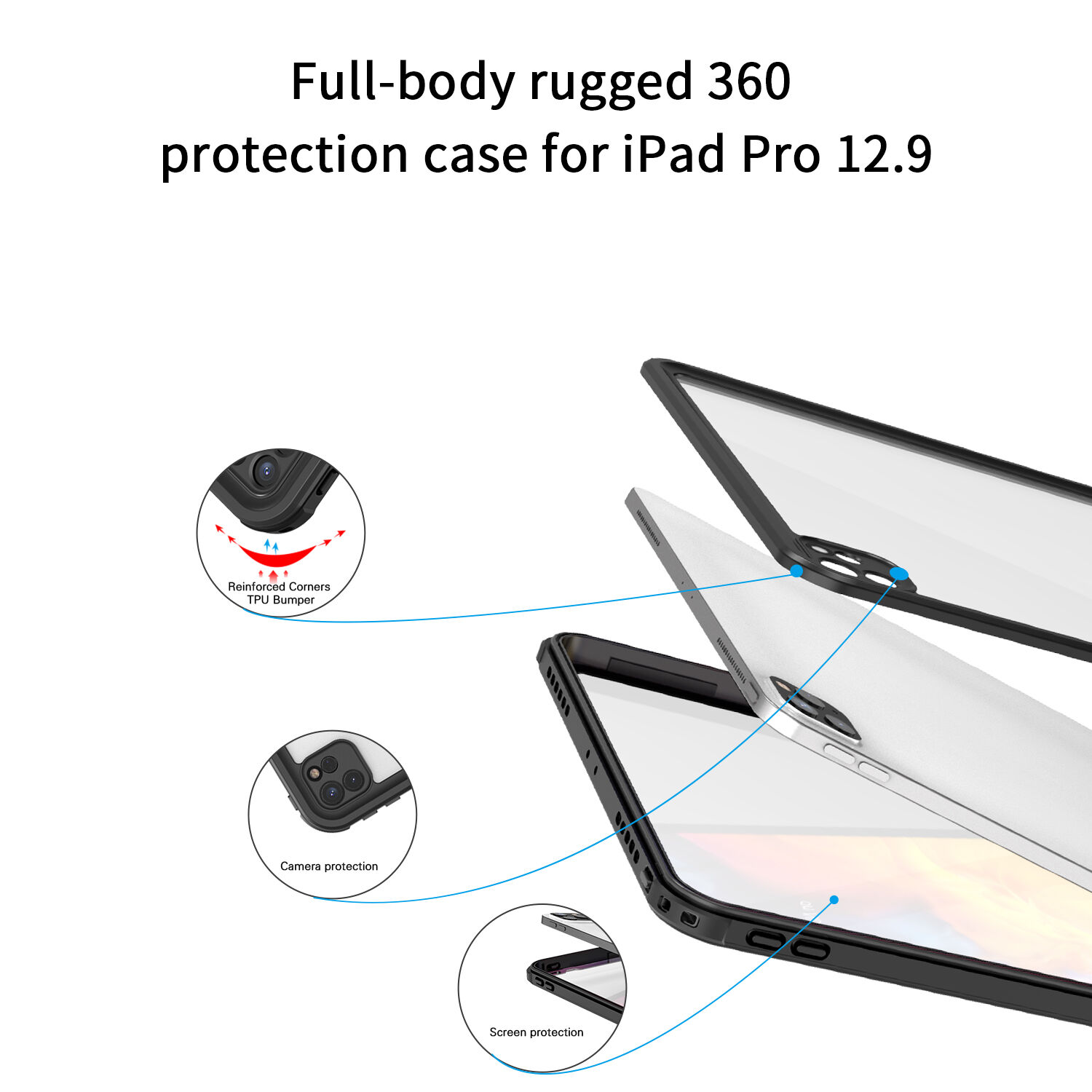 Carcasă impermeabilă rezistentă la impact pentru iPad Pro 12,9 Carcasă impermeabilă rezistentă la impact pentru iPad Pro 12,9