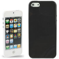 Carcasă transparentă spate, de protecţie, din plastic moale, pentru Apple iPhone 5 / 5S / SE (2016) - negru