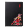 Husă MUTURAL, din piele artificială, cu stativ, pentru iPad 9,7" (2017/2018) / Pro 9,7" / Air 1 / 2 - negru cu broderie