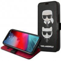 Karl Lagerfeld Heads carcasă flip pentru iPhone 12 mini - negru