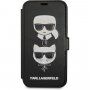 Karl Lagerfeld Heads carcasă flip pentru iPhone 12 mini - negru
