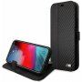 BMW PU Carbon Contrast Book carcasă pentru iPhone 12 Pro Max - negru