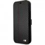 BMW PU Carbon Contrast Book carcasă pentru iPhone 12 Pro Max - negru