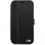 BMW PU Carbon Contrast Book carcasă pentru iPhone 12 Pro Max - negru