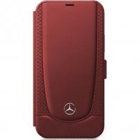 Mercedes Perforated Leather carcasă flip pentru iPhone 12/12 Pro - roșu